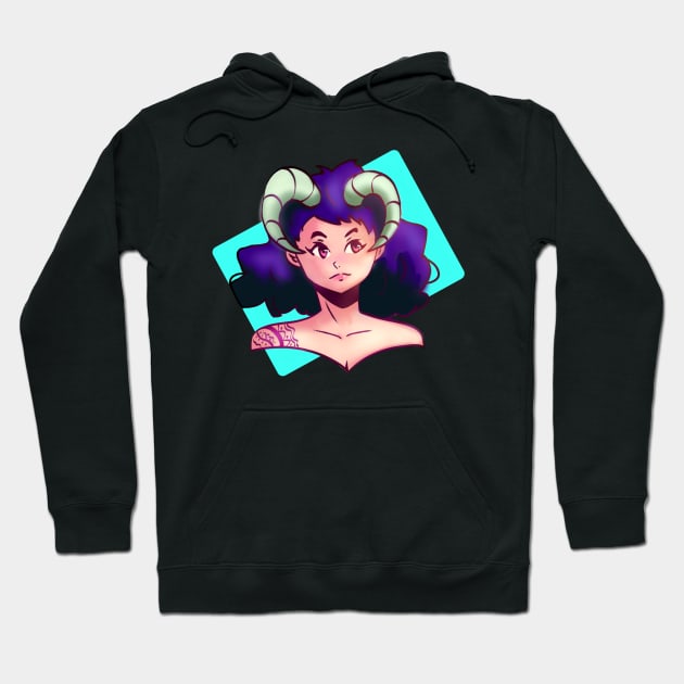 Anime style girl with horns Hoodie by Pdr30